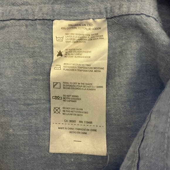 Report Collection Men's Shirt XL Linen Blend Button Down Short Sleeves Pink Trim - Picture 7 of 9